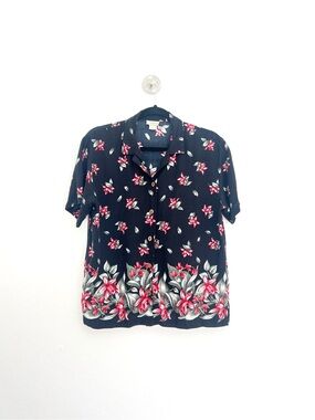 Vintage Teddi Hawaiian Tropical Print Button Down